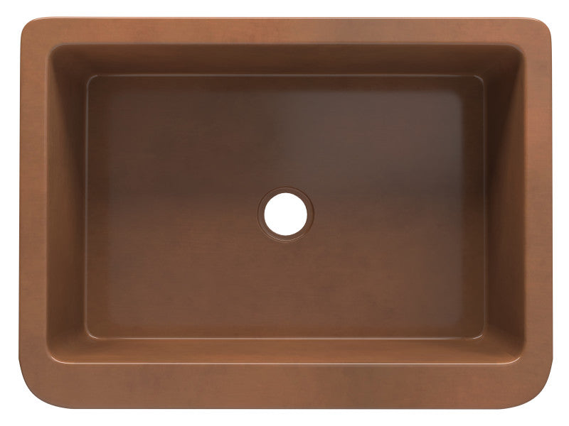 Cilicia Farmhouse Handmade Copper 30 in. 0-Hole Single Bowl Kitchen Sink with Daisy Design Panel in Polished Antique Copper