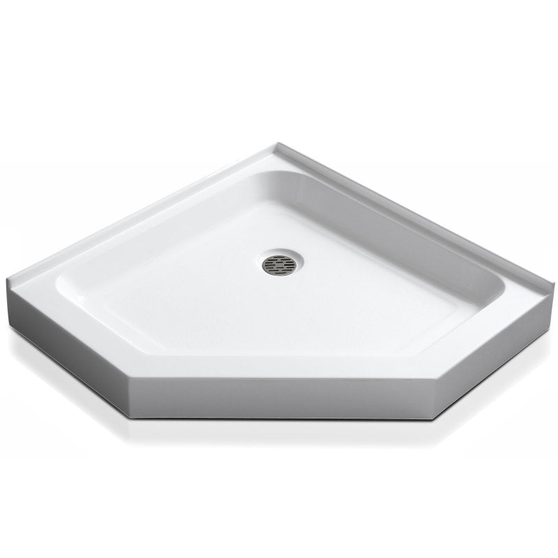 Randi Base Series 36 in. L x 36 in. W Corner Shower Shower Pan Base with Center Drain in Glossy White Marine Acrylic