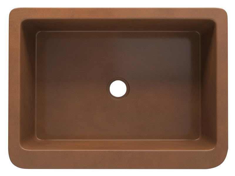 Edessa Farmhouse Handmade Copper 30 in. 0-Hole Single Bowl Kitchen Sink with Weave Design Panel in Polished Antique Copper