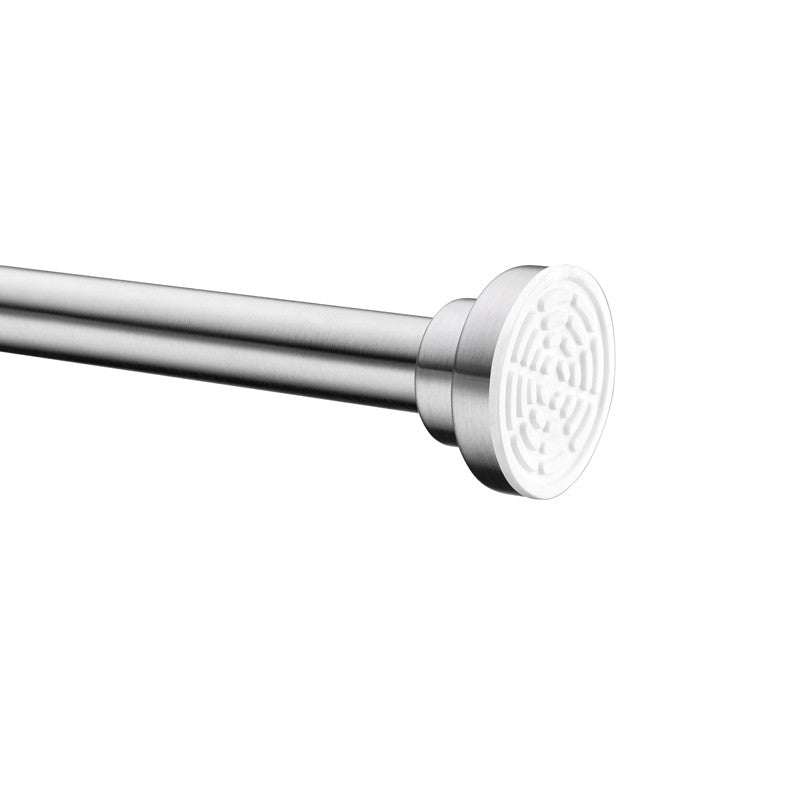 Anzzi 48-88 Inches Shower Curtain Rod with Shower Hooks in Brushed Nickel | Adjustable Tension Shower Doorway Curtain Rod | Rust Resistant No Drilling