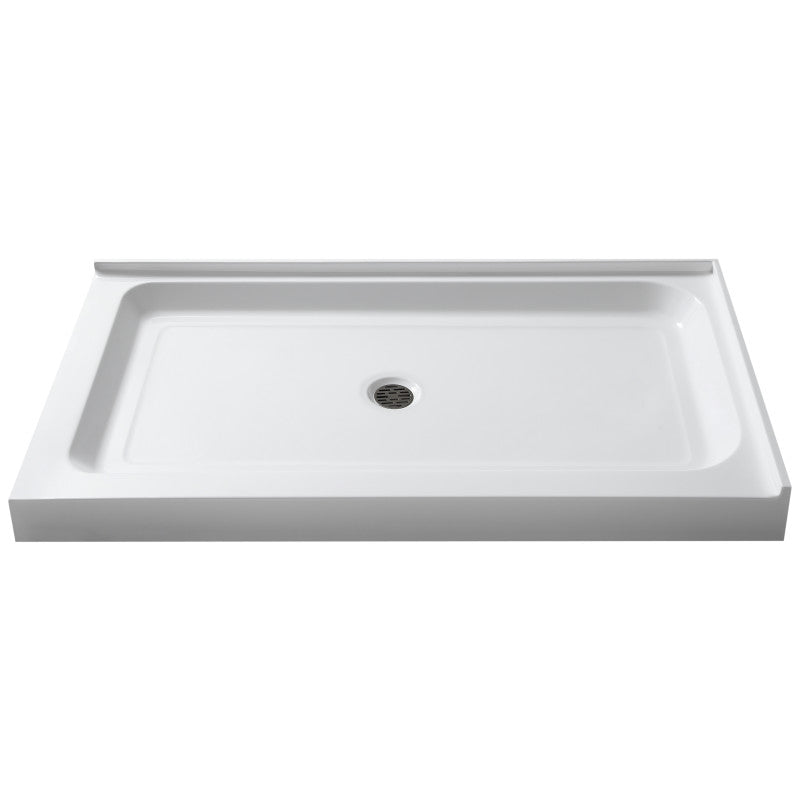 Port Base Series 36 in. L x 48 in. W Corner Shower Shower Pan Base with Center Drain in Glossy White Marine Acrylic