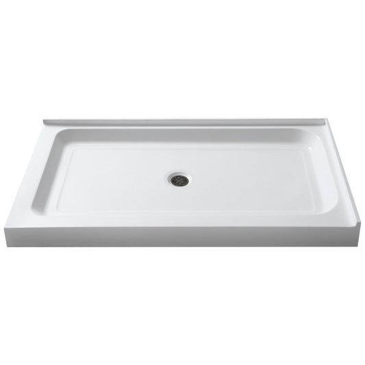 Port Base Series 36 in. L x 48 in. W Corner Shower Shower Pan Base with Center Drain in Glossy White Marine Acrylic