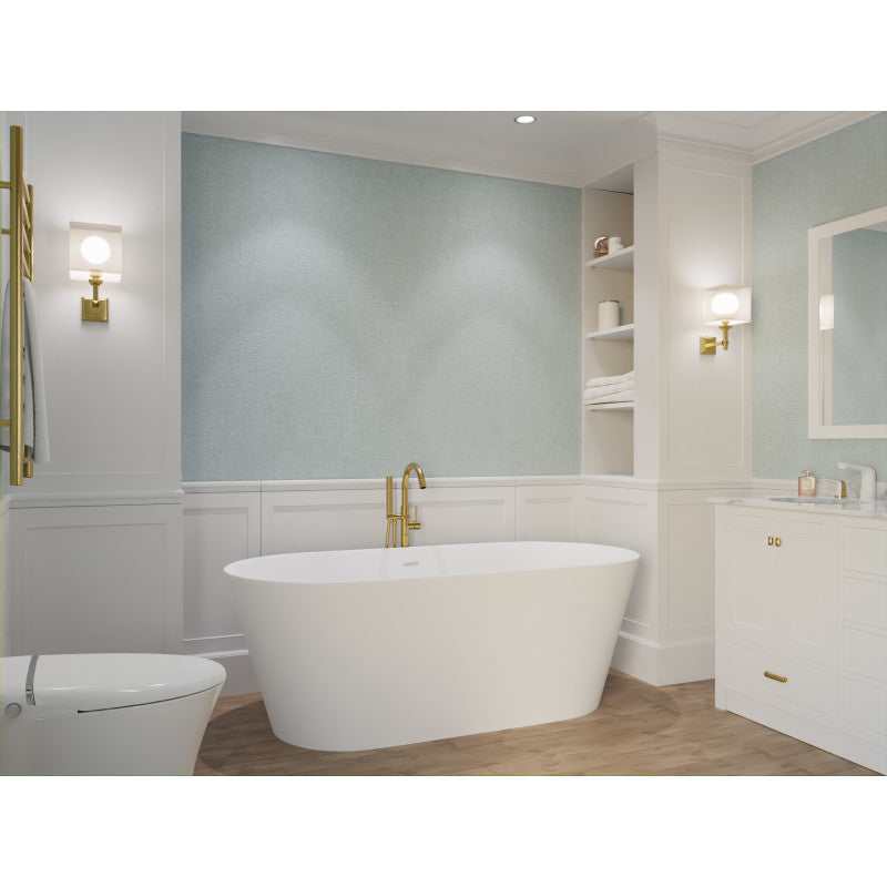 Rossetto 5.6 ft. Solid Surface Center Drain Freestanding Bathtub in Matte White