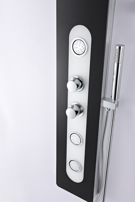 Lande Series 56 in. Full Body Shower Panel System with Heavy Rain Shower and Spray Wand in Black