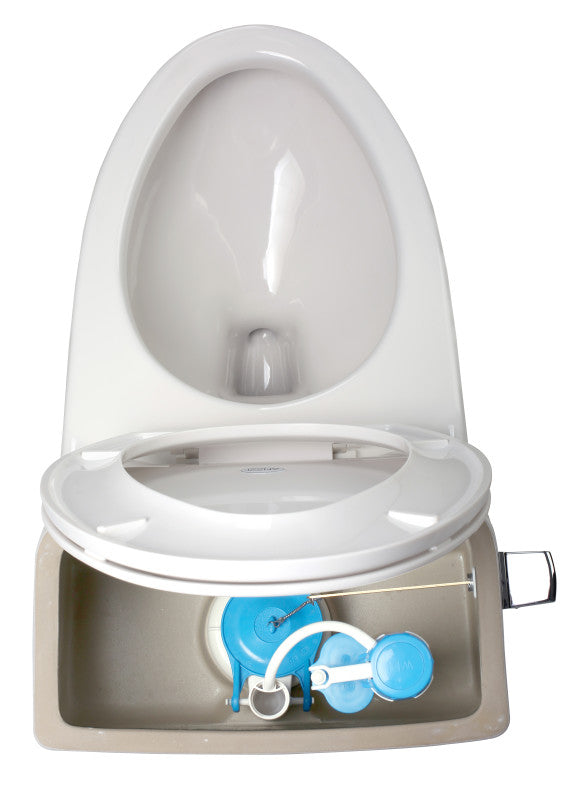 Zeus 1-piece 1.28 GPF Single Flush Elongated Toilet in White