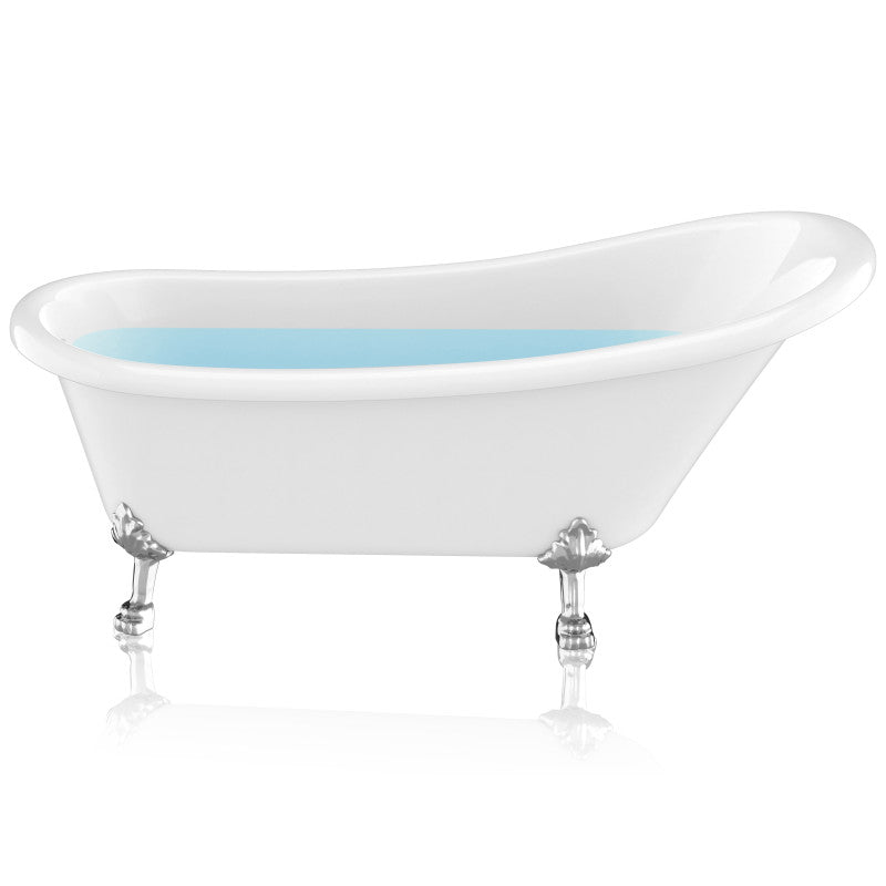 FT-CF131LXFT-CH - Clawfoot Series 67 in. x 30 in. Soaking Freestanding Bathtub with Center Drain in White with Polished Chrome Feet