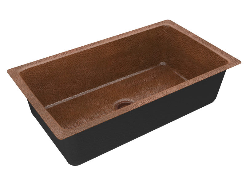 Gilbert Drop-in Handmade Copper 31 in. 0-Hole Single Bowl Kitchen Sink in Hammered Antique Copper