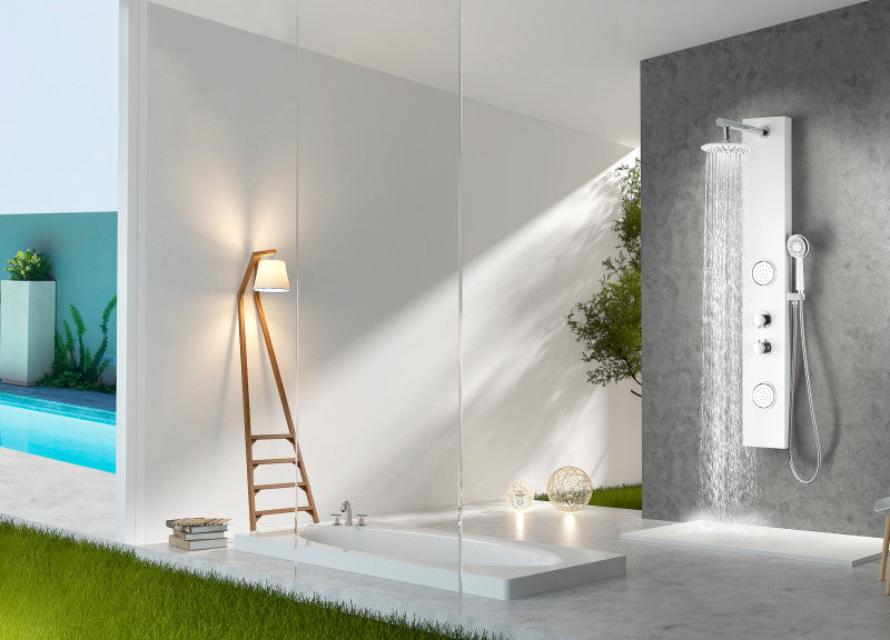 Aquifer Series 56 in. Full Body Shower Panel System with Heavy Rain Shower and Spray Wand in White