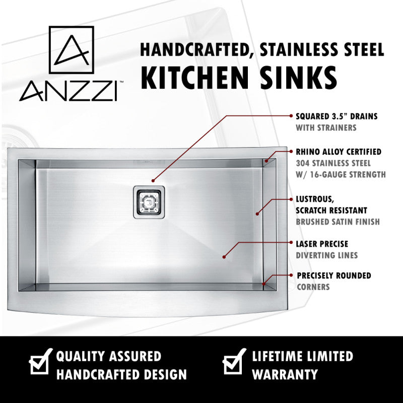 Elysian Farmhouse 32 in. Single Bowl Kitchen Sink with Faucet in Oil Rubbed Bronze