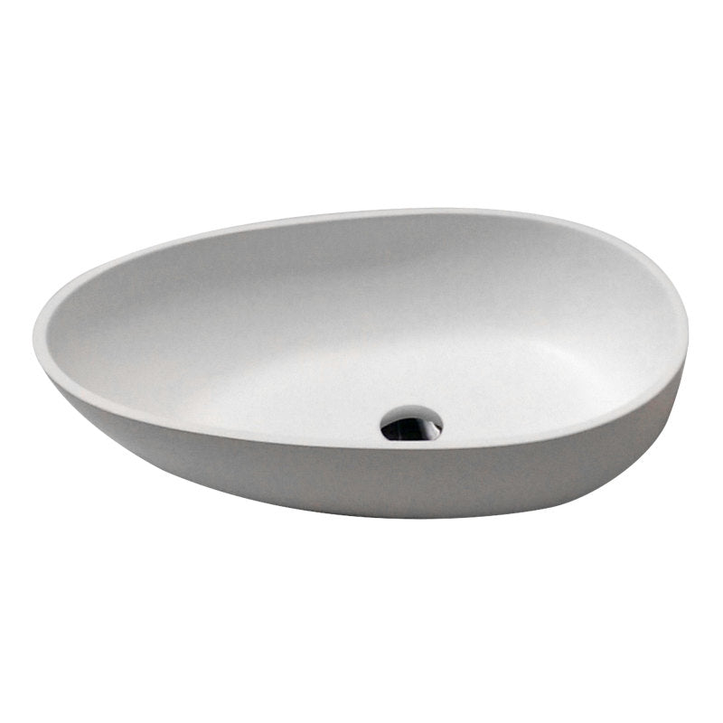 Trident One Piece Solid Surface Vessel Sink in Matte White