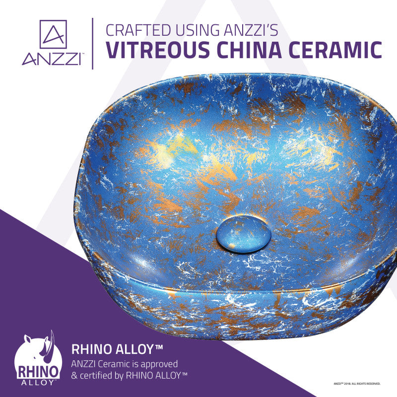 Marbled Series Ceramic Vessel Sink in Marbled Tulip Finish