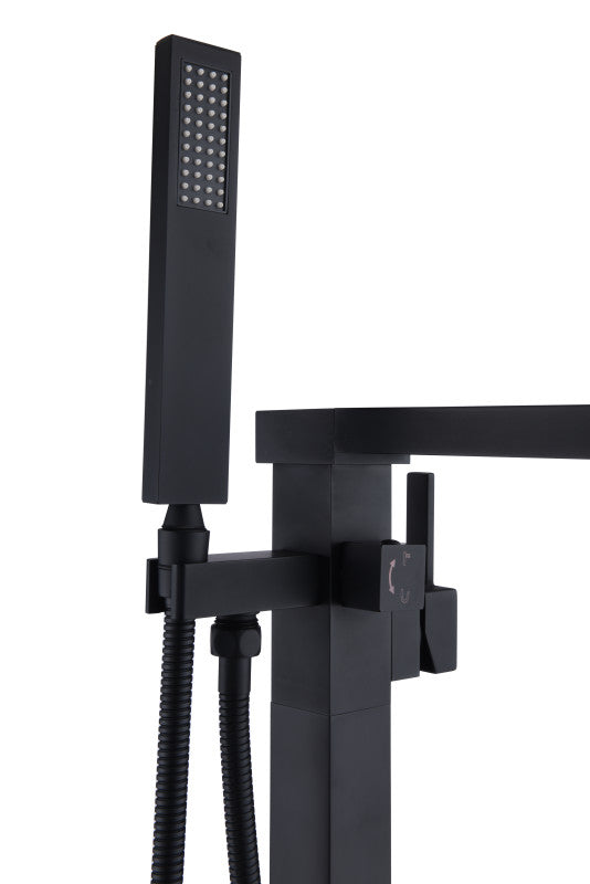 Union 2-Handle Claw Foot Tub Faucet with Hand Shower in Matte Black