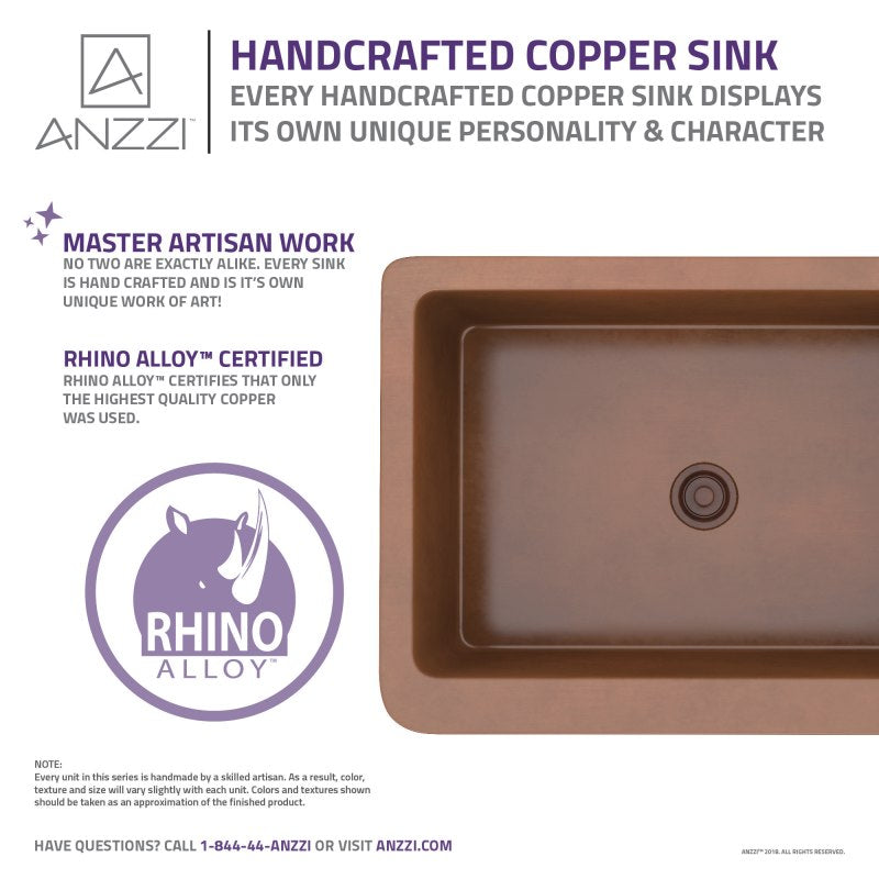 Edessa Farmhouse Handmade Copper 30 in. 0-Hole Single Bowl Kitchen Sink with Weave Design Panel in Polished Antique Copper