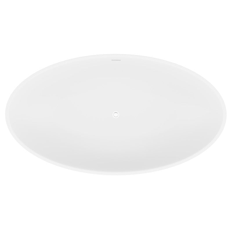 Cestino 5.5 ft. Solid Surface Center Drain Freestanding Bathtub in Matte White