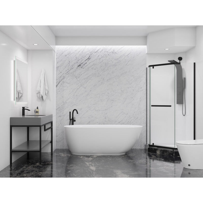 Britt 59 in. Acrylic Flatbottom Freestanding Bathtub in White