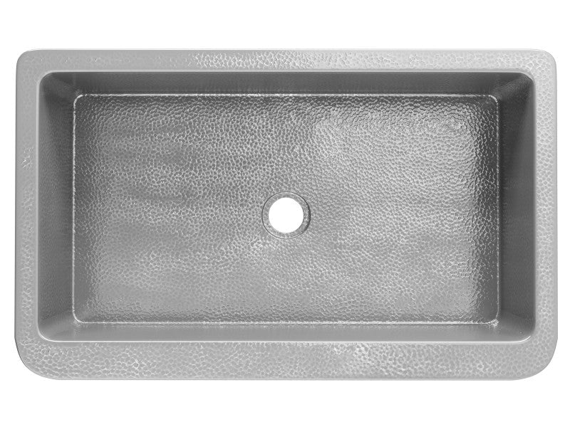 Parthia Farmhouse Handmade Copper 36 in. 0-Hole Single Bowl Kitchen Sink in Hammered Nickel
