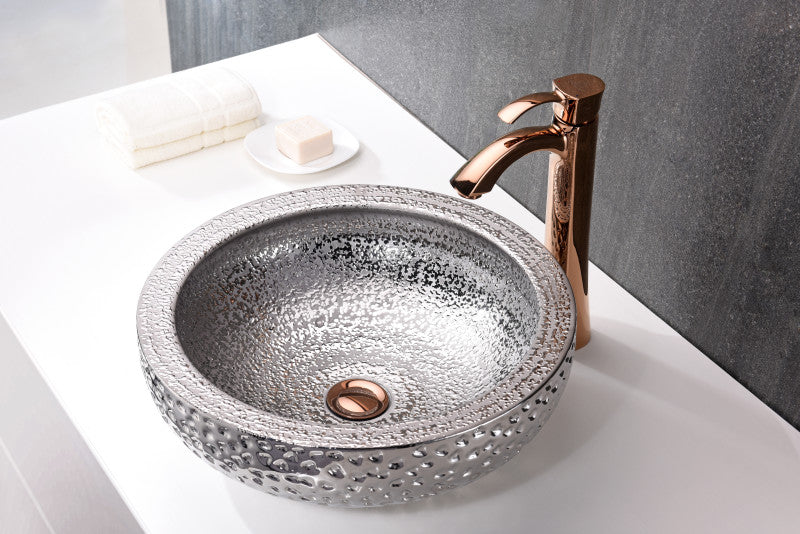 Levi Series Vessel Sink in Speckled Silver