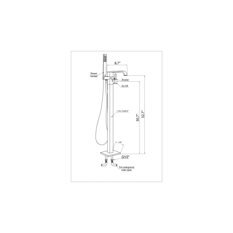 Angel 2-Handle Claw Foot Tub Faucet with Hand Shower in Brushed Nickel