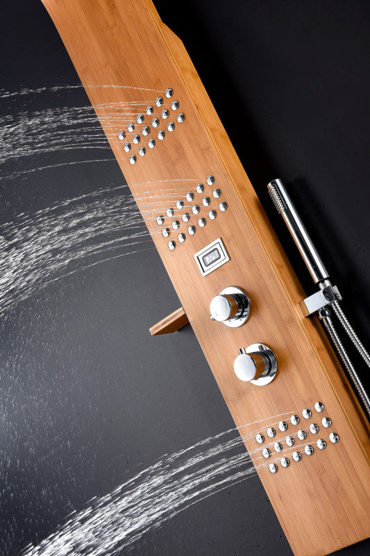 Mansion 60 in. Full Body Shower Panel with Heavy Rain Shower and Spray Wand in Natural Bamboo