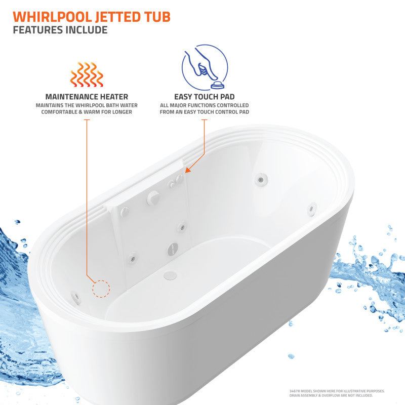 Atlantis Whirlpools Royale 34 x 67 Oval Freestanding Whirlpool Jetted Bathtub
