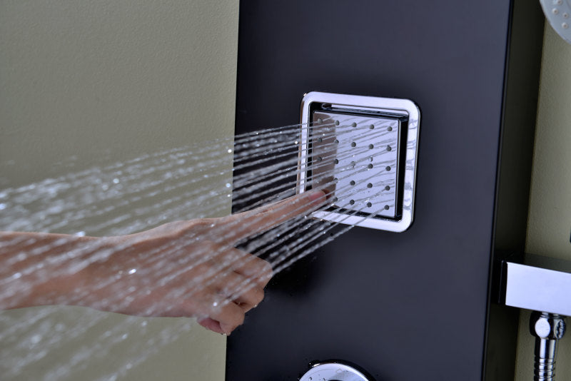 Ronin 52 in. 2-Jetted Full Body Shower Panel with Heavy Rain Shower and Spray Wand in Black