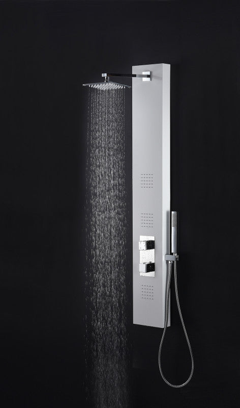 Vega Series 56 in. Full Body Shower Panel System with Heavy Rain Shower and Spray Wand in White