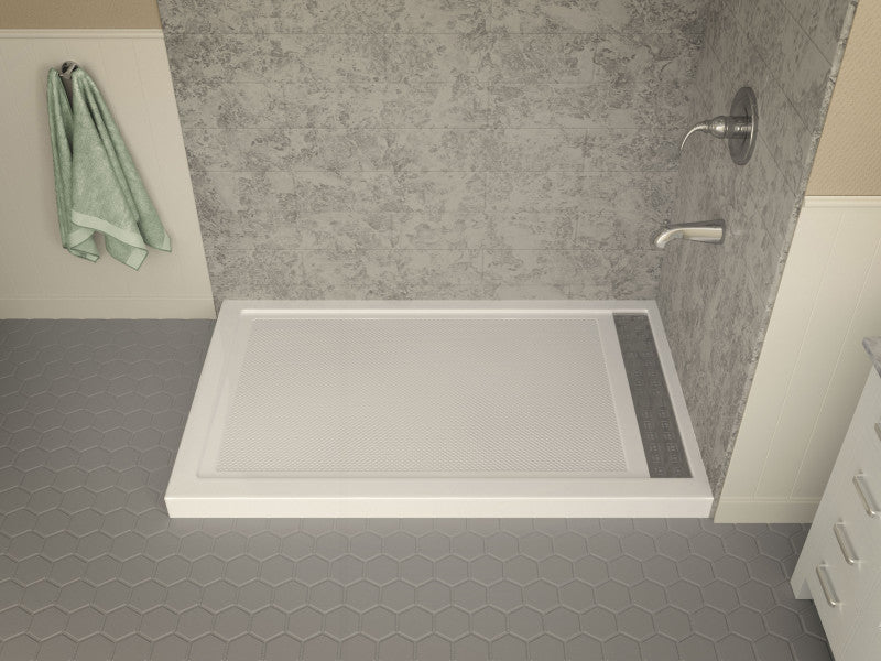 Field Base Series 60 in. L x 36 in. W Corner Shower Shower Pan Base with Right Drain in Glossy White Marine Acrylic