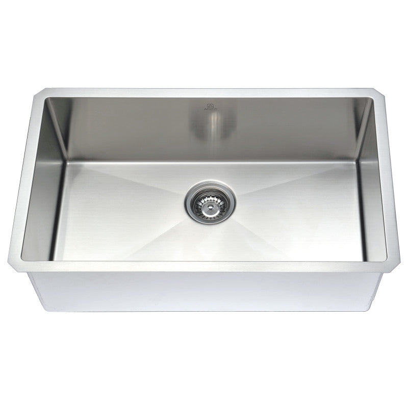 VANGUARD Undermount Stainless Steel 30 in. 0-Hole Kitchen Sink and Faucet Set with Soave Faucet in Brushed Nickel