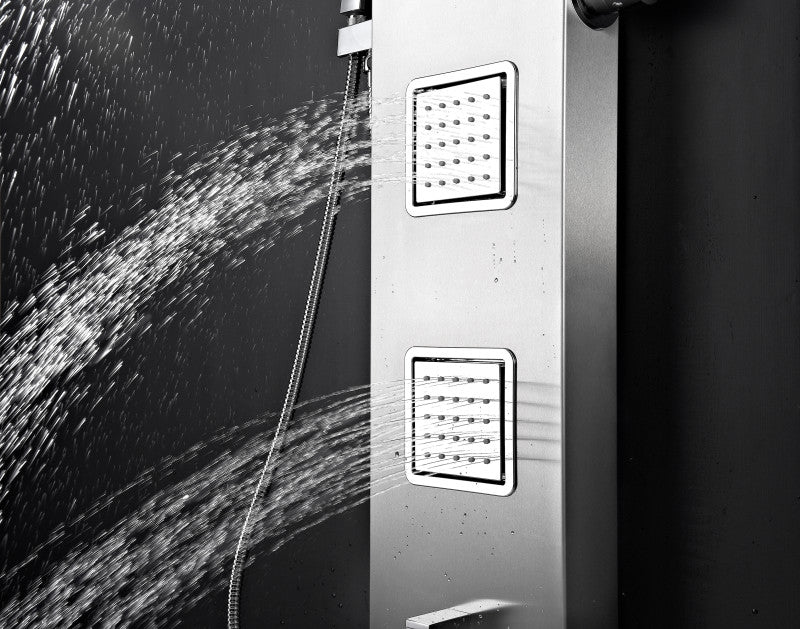 Mesa 64 in. Full Body Shower Panel with Heavy Rain Shower and Spray Wand in Brushed Steel