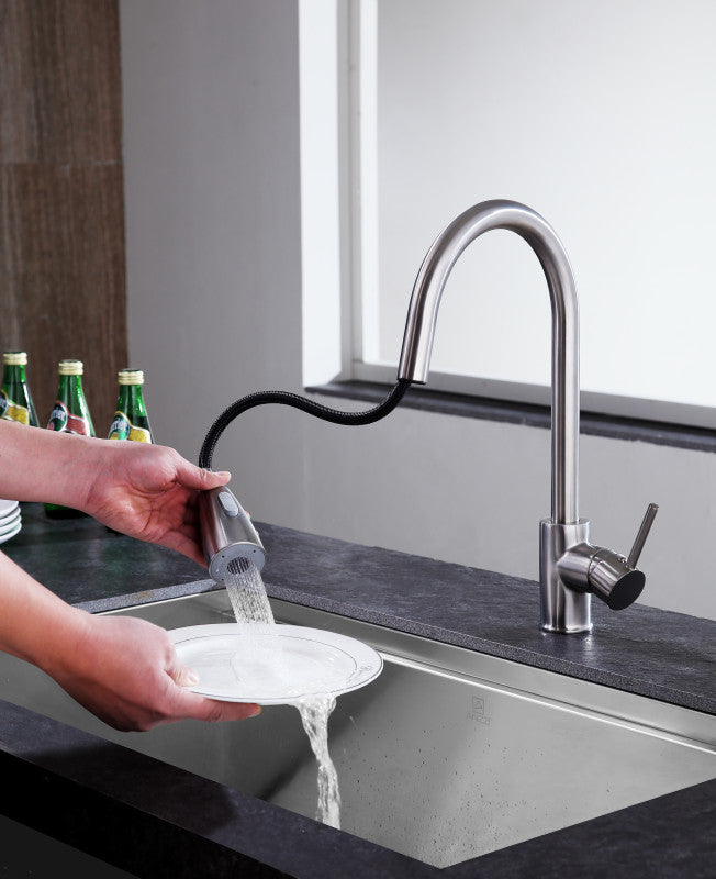 Sire Single-Handle Pull-Out Sprayer Kitchen Faucet in Brushed Nickel