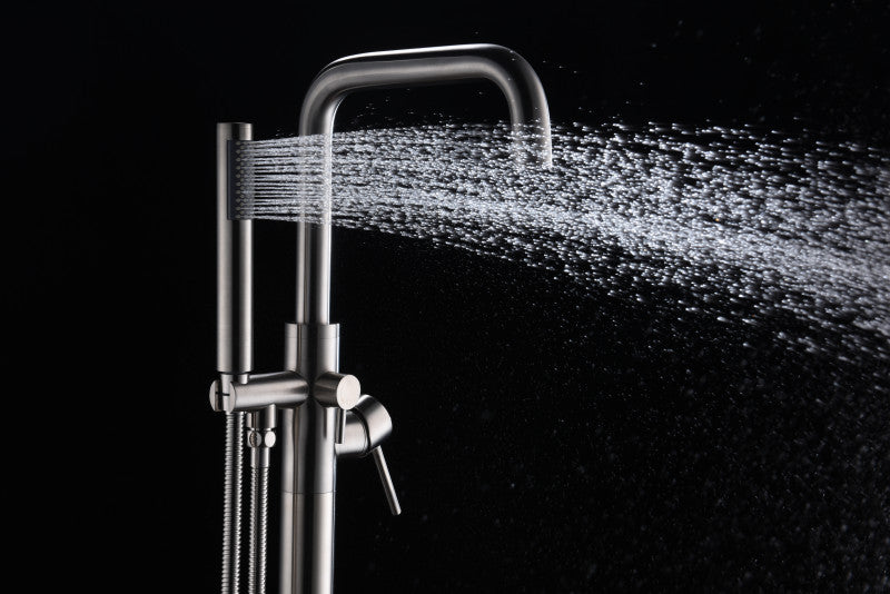 Moray Series 2-Handle Freestanding Tub Faucet with Hand Shower in Brushed Nickel