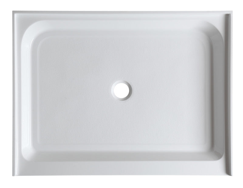 Reach Base Series 36 in. L x 48 in. W Alcove Shower Shower Pan Base with Center Drain in Glossy White Marine Acrylic