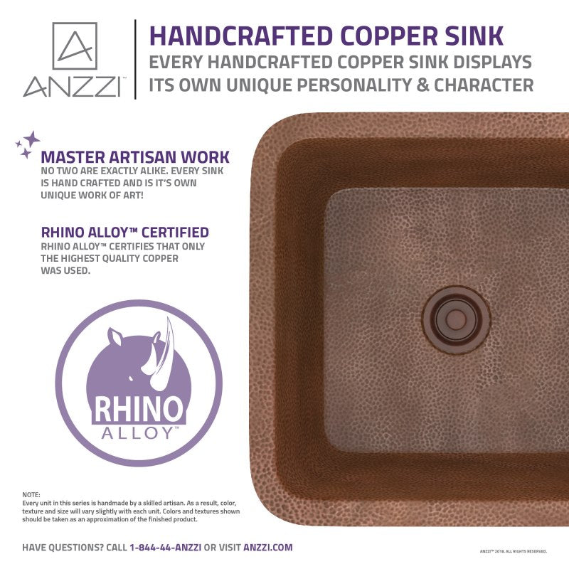 Malta Drop-in Handmade Copper 19 in. 0-Hole Single Bowl Kitchen Sink in Hammered Antique Copper