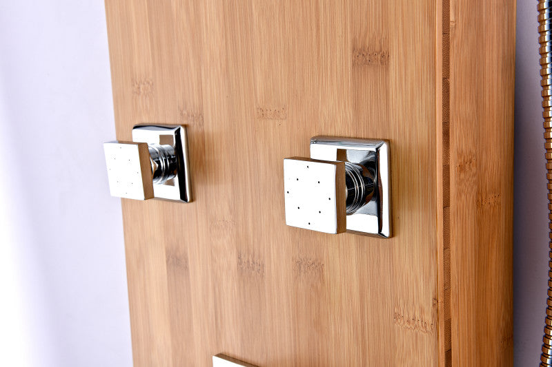 Mansion 60 in. Full Body Shower Panel with Heavy Rain Shower and Spray Wand in Natural Bamboo