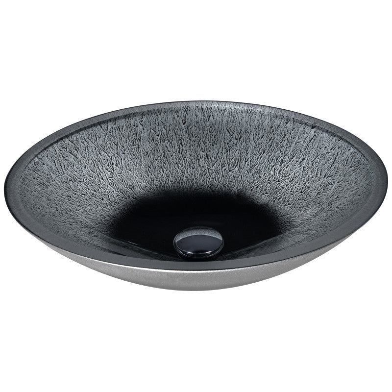 Onyx Series 20 in. Bathroom Vessel Sink with Scratch-Tough and Stain-Resistant Non-Porous Surface in Black Glass