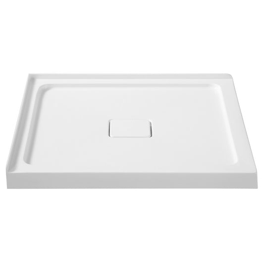 Titan Base Series 36 in. L x 36 in. W Corner Shower Shower Pan Base with Center Drain in Glossy White Marine Acrylic