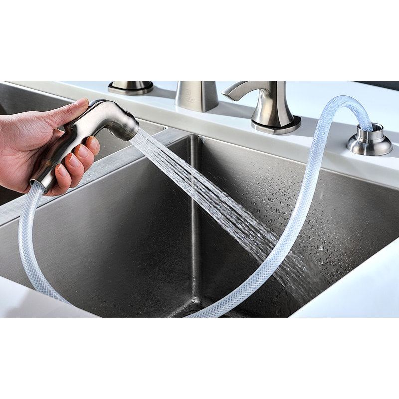 VANGUARD Undermount Stainless Steel 30 in. 0-Hole Kitchen Sink and Faucet Set with Soave Faucet in Brushed Nickel