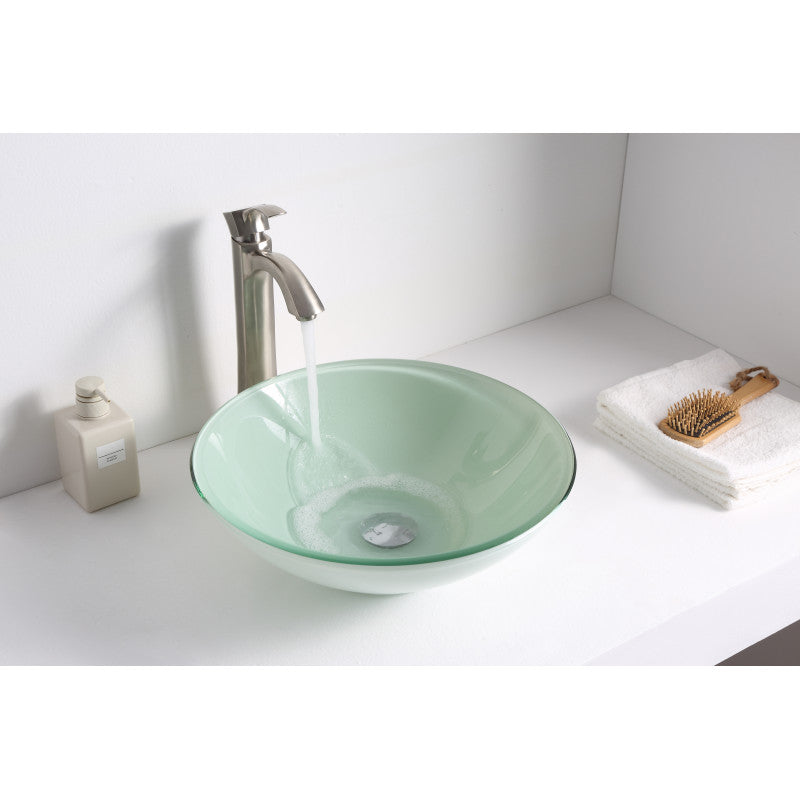 Raider Series Deco-Glass Vessel Sink in Lustrous Light Green
