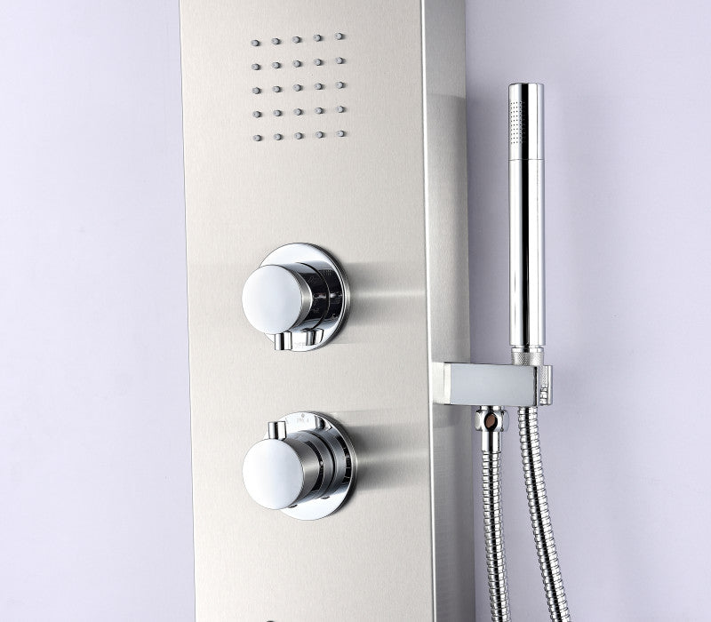 Anchorage 51 in. Full Body Shower Panel with Heavy Rain Shower and Spray Wand in Brushed Steel