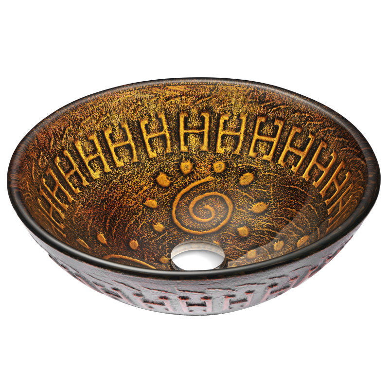 Opus Series 17 in. Bathroom Vessel Sink with Scratch-Tough and Stain-Resistant Surface in Lustrous Brown Glass