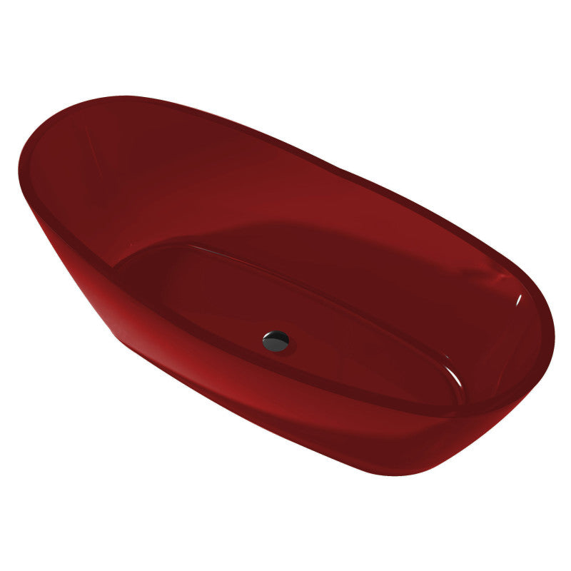 Ember 5.4 ft. Solid Surface Center Drain Freestanding Bathtub in Deep Red