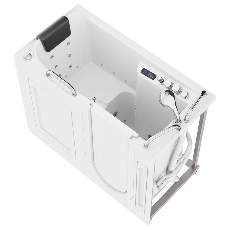 2753FLWR - Right Drain FULLY LOADED Walk-in Bathtub with Air Jets and Whirlpool Massage Jets Hot Tub | Quick Fill Waterfall Tub Filler with 6 Setting Handheld Shower Sprayer | Including Aromatherapy, LED Lights, V-Shaped Back Jets, and Auto Drain | 2753FLWR