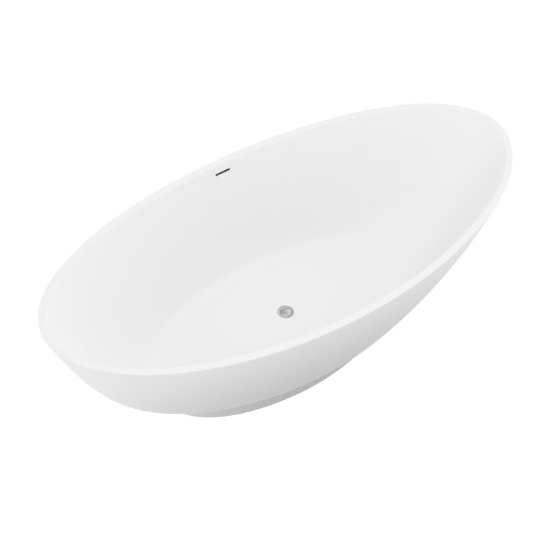Ala 6.2 ft. Solid Surface Center Drain Freestanding Bathtub in Matte White