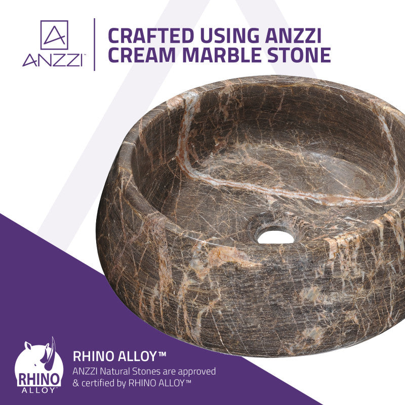 Janna Natural Stone Vessel in Khaki Coffee