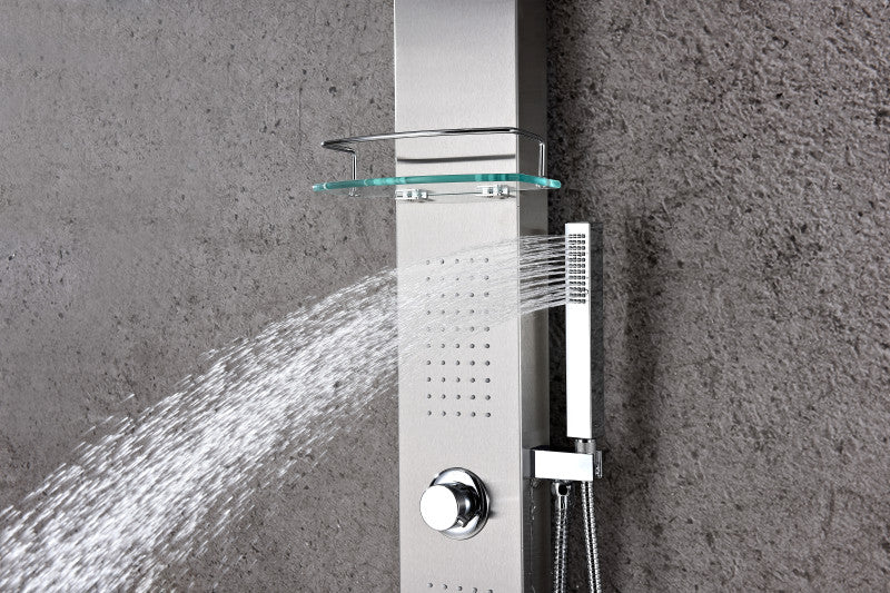 Pioneer 44 in. Full Body Shower Panel with Heavy Rain Shower and Spray Wand in Brushed Steel