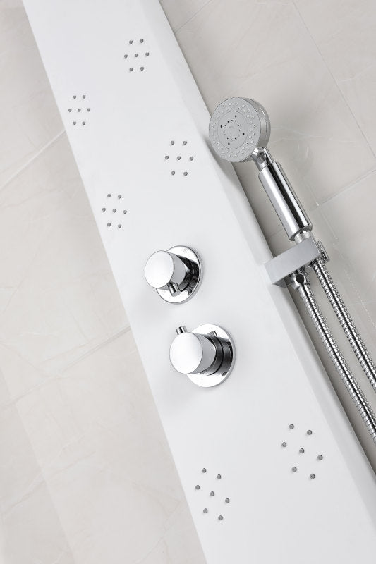 Lyric 64 in. 6-Jetted Full Body Shower Panel with Heavy Rain Shower and Spray Wand in White
