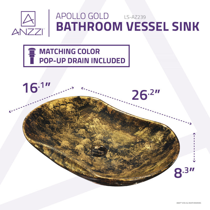 Apollo Gold Ceramic Vessel Sink in Apollo Gold Finish