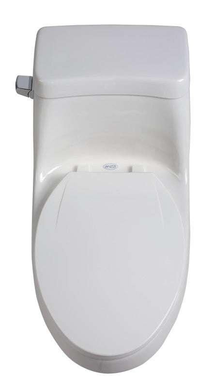 Zeus 1-piece 1.28 GPF Single Flush Elongated Toilet in White