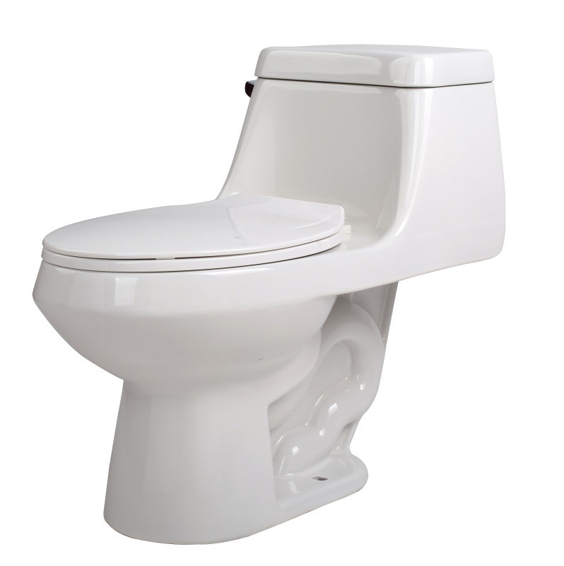 1-piece 1.28 GPF Single Flush Elongated Toilet in White