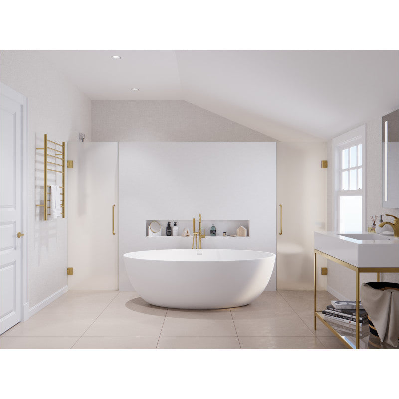 Cestino 5.5 ft. Solid Surface Center Drain Freestanding Bathtub in Matte White